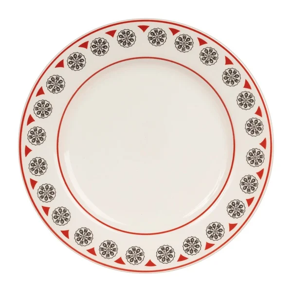 Neuve avec étiquette Comptoir De Famille Assiette Plate En Faïence Gris Et Rouge D27cm – Rosette 1