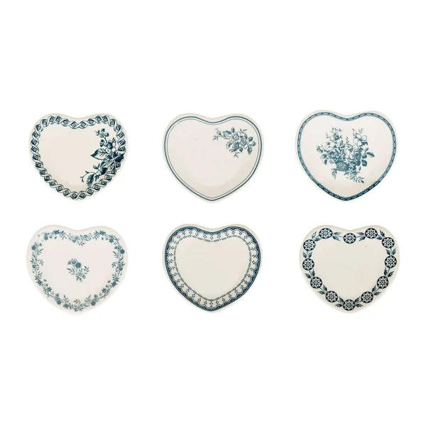 Comptoir De Famille Lot De 6 Coupelles En Faïence Bleu Ancien – Mini Coeur 1