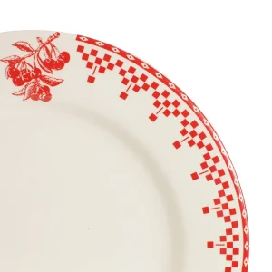 achat pas cher Comptoir De Famille Assiette Plate En Faïence Rouge D27cm – Damier 6