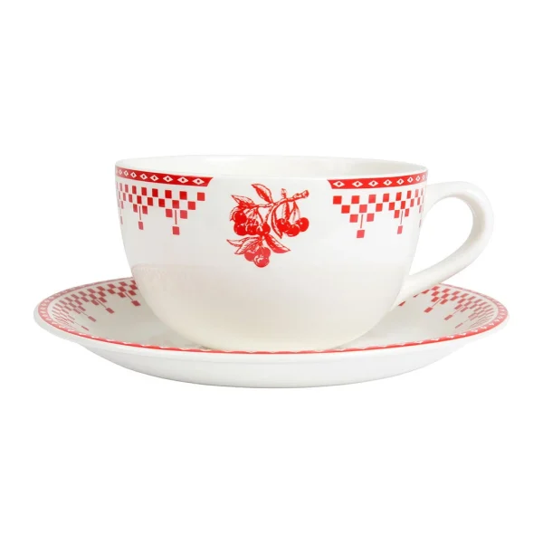 des prix incroyables Comptoir De Famille Tasse Et Sous-tasse En Faïence Damier Rouge – Campagne 1