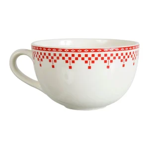 Comptoir De Famille Tasse Et Sous-tasse En Faïence Damier Rouge – Campagne 8