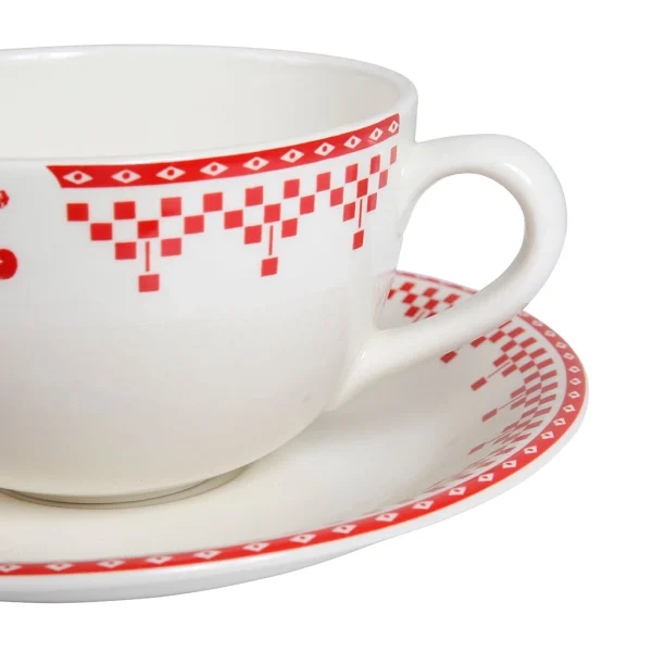 des prix incroyables Comptoir De Famille Tasse Et Sous-tasse En Faïence Damier Rouge – Campagne 5