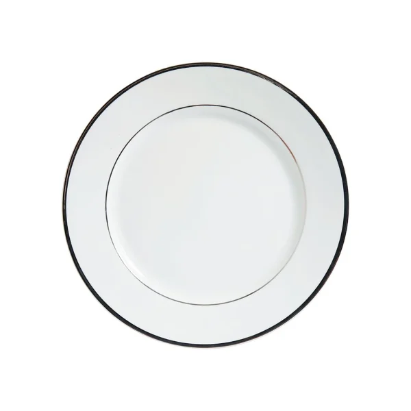 Côté Table Assiette à Dessert En Porcelaine Blanc Et Platine D20cm – Ginger 1