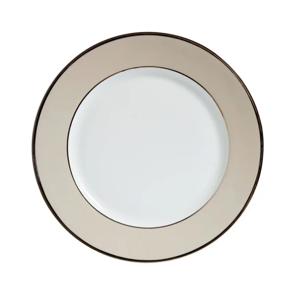 Côté Table Assiette Plate En Porcelaine Perle Et Platine D27cm – Ginger 1