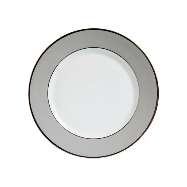 magasin solde Côté Table Assiette à Dessert En Porcelaine Gris Et Platine D20cm – Ginger 1