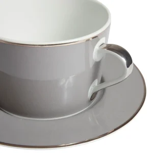 Côté Table Tasse Et Sous-tasse En Porcelaine Gris Et Platine – Ginger 12