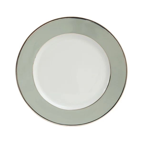 Côté Table Assiette Plate En Porcelaine Vert D’eau Et Platine D27cm – Ginger 1