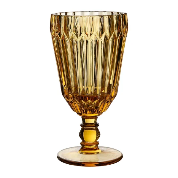 Côté Table Verre à Pied Fleuria Jaune En Verre 1