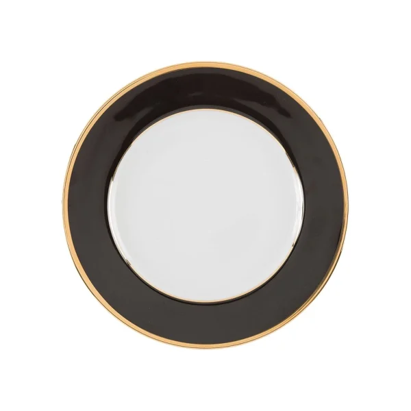 Côté Table Assiette à Dessert En Porcelaine Noir Et Doré D20cm – Ginger achat pas cher 1