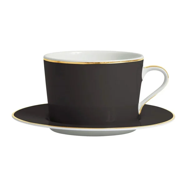 soldes en ligne Côté Table Tasse Et Sous-tasse En Porcelaine Noir Et Doré – Ginger 1