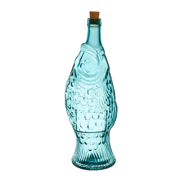 Côté Table Bouteille Poisson Turquoise 1.1l En Verre Recyclé 1