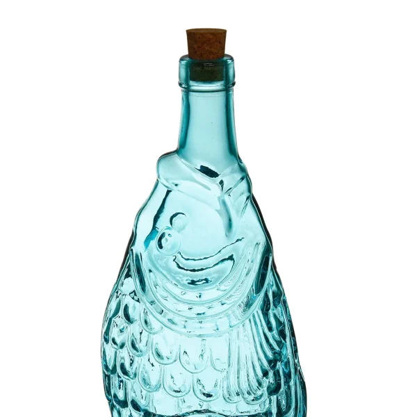 Côté Table Bouteille Poisson Turquoise 1.1l En Verre Recyclé 4