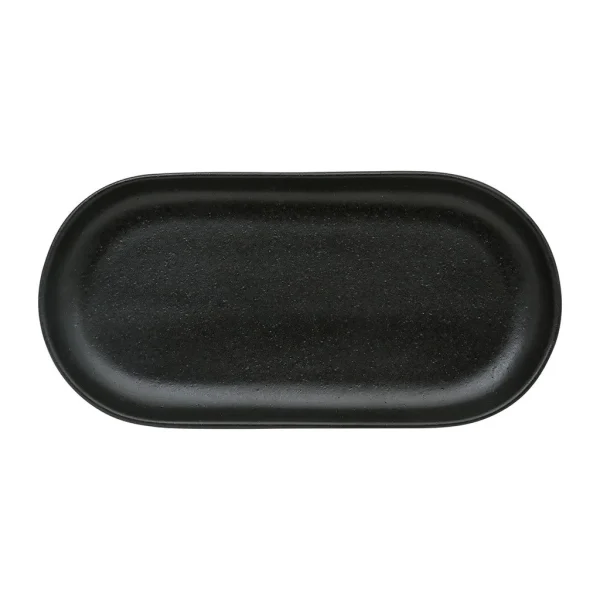 Côté Table Plat Ovale En Grès Noir Mat – Flore 1