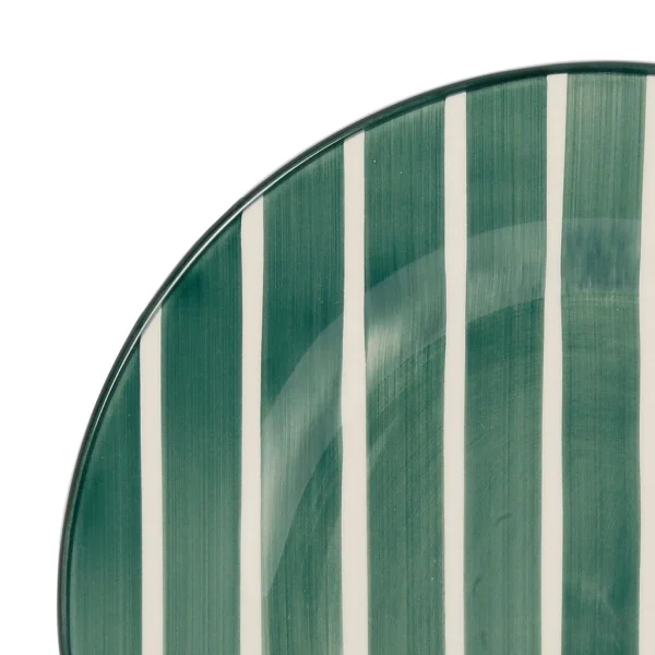 Côté Table Assiette Plate Rayée Sauge D28cm En Faience – Campagne meilleur cadeau 4