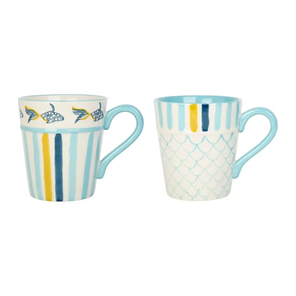 Jardin D’Ulysse Lot De 2 Mugs En Grès Bleu Ciel – Un été à La Mer 1