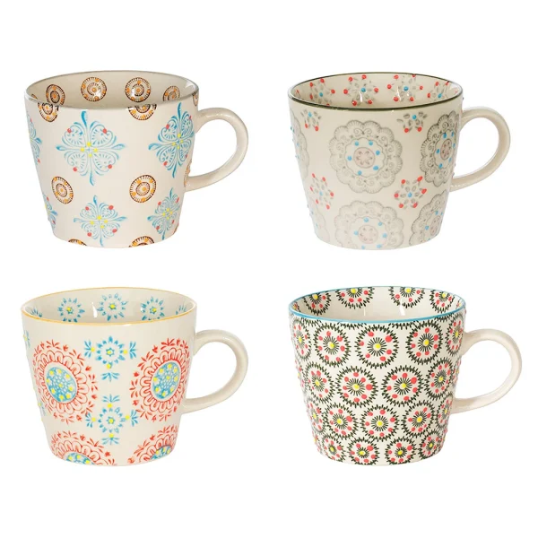 mode Table Passion Lot De 4 Tasses En Grès Multicolore – Boheme 1