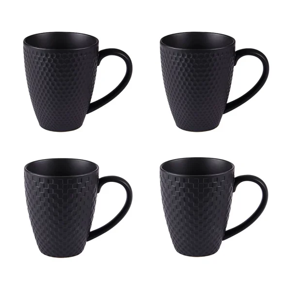 soldes pas cher Table Passion Lot De 4 Mugs En Porcelaine Noir Mat 1