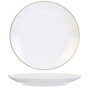 Livraison internationale Home Déco Factory Assiette Plate En Porcelaine Lisere Doré D26cm 18