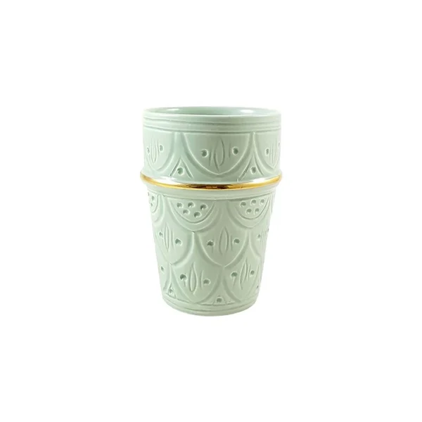 Chabi Chic Tasse Vert Amande, Liseré Doré D8xh11cm – Beldi Empreinte 1