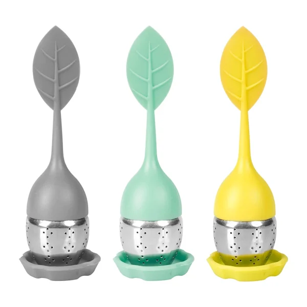 Distributeur Officiel SEMA DESIGN Boîte 3 Infuseurs Thé Feuille Vert, Jaune, Gris En Inox 1