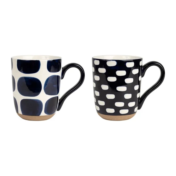 SEMA DESIGN Mug X2 Terrea Bleu Fonce 45cl En Grès destockage 1