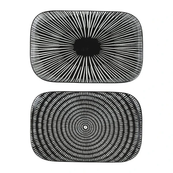 SEMA DESIGN Plat Rectangle X2 Cosmos Noir Et Blanc En Porcelaine 1