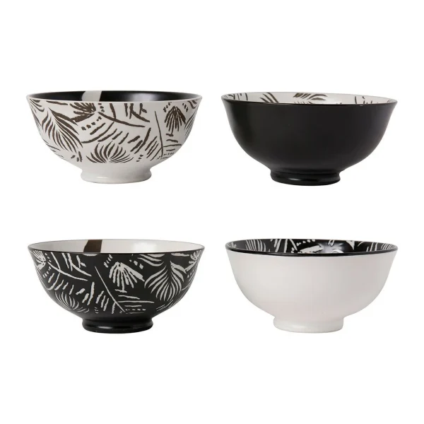 Nouvelle tendance SEMA DESIGN Lot De 4 Bols En Porcelaine Noir Et Blanc 30cl – Bronze 1