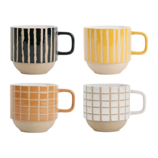 SEMA DESIGN Lot De 4 Tasses En Grès Multicolore – Courba achat pas cher 1