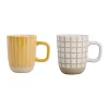 excellente qualité SEMA DESIGN Lot De 2 Mugs En Grès Jaune Et Blanc – Courba 16