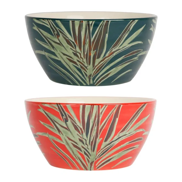 SEMA DESIGN Lot De 2 Saladiers En Grès Rouge Et émeraude – Tropic’art 1