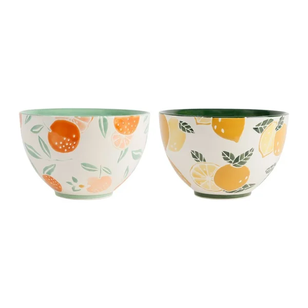 SEMA DESIGN Bol (lot De 2) Retro Summer Orange Et Citron 75cl En Grès 1