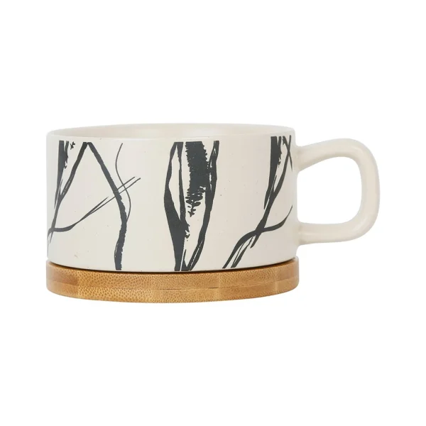 SEMA DESIGN Tasse à Thé En Grès Crème Et Noir Mate – Terre Boheme 1