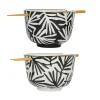 SEMA DESIGN Bols Baguettes (x2) Arty Folk Blanc Et Noir En Gres Et Bambou 10