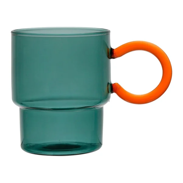 marque pas cher SEMA DESIGN Tasse à Thé En Verre émeraude Et Terracotta 33cl – Belle Vie 1