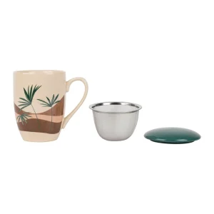 SEMA DESIGN Tisanière Terracotta Et Vert En Porcelaine Avec Filtre 37.5cl – Sweet Leaves à prix promos 9