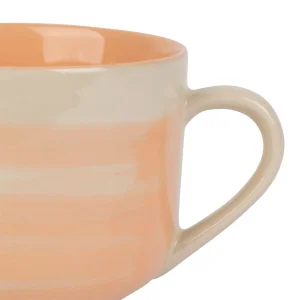 SEMA DESIGN Tasse Dejeuner X3 Sweet Leaves Terracotta+vert+corail 60cl-d12xh8.5cm Gres 6