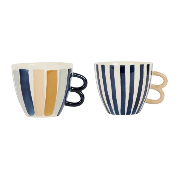 jusqu'à SEMA DESIGN Tasse à Déjeuner X2 Bleu Et Beige 60cl En Grès – Blue Sand 1