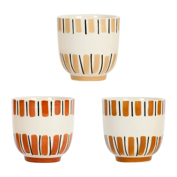 SEMA DESIGN Gobelets X3 Rayés Terracotta 17.5cl En Grès – Madeira 1