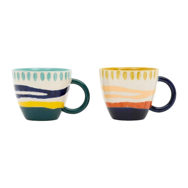 soldes luxe SEMA DESIGN Tasses à Déjeuner X2 Multicolore 60cl En Grès – Belle Vie 1