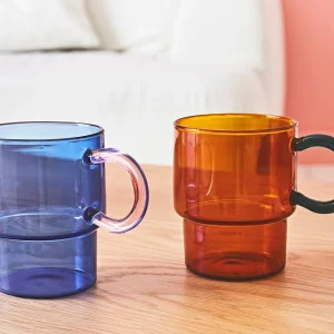 SEMA DESIGN Tasse à Thé En Verre Bleu Et Rose 33cl – Belle Vie 11